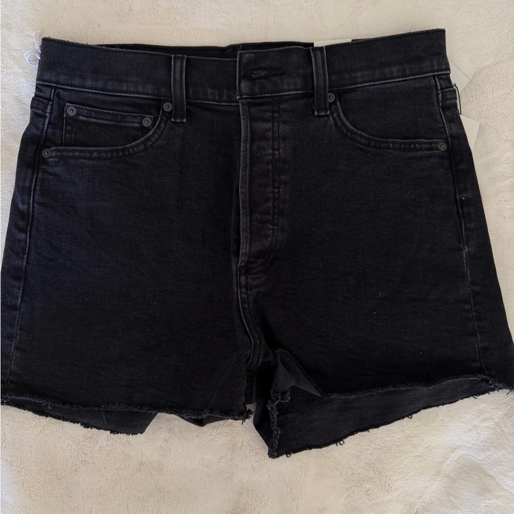 Denim Forum Aritzia Black High-Rise Raw Hem Jean Shorts